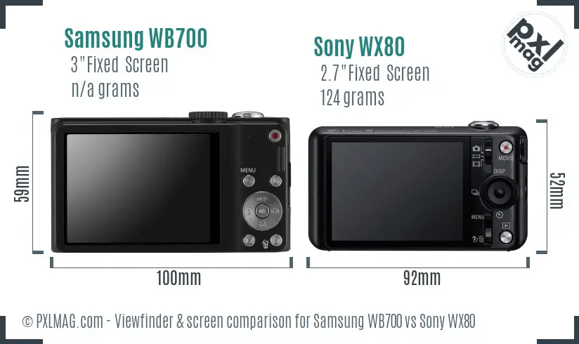 Samsung WB700 vs Sony WX80 Screen and Viewfinder comparison