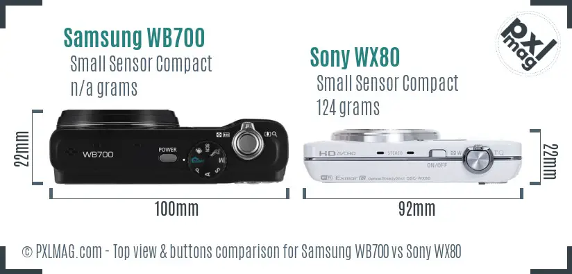 Samsung WB700 vs Sony WX80 top view buttons comparison