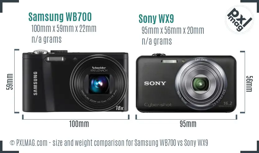 Samsung WB700 vs Sony WX9 size comparison Samsung WB700 vs Sony WX9 size comparison