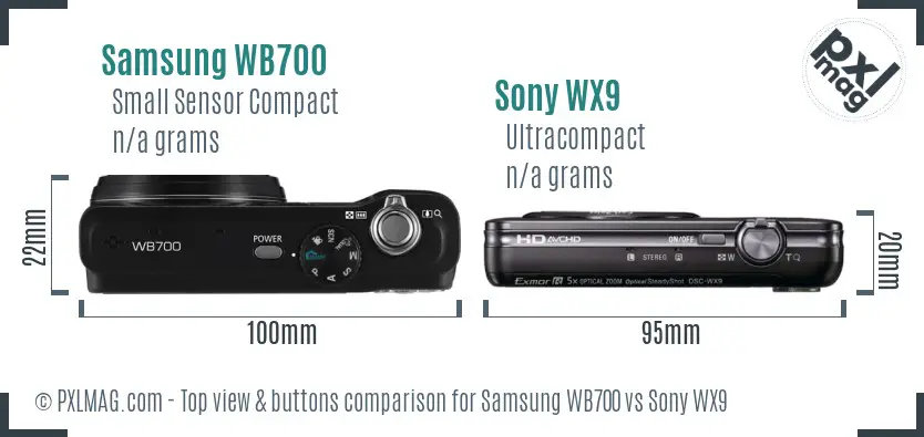 Samsung WB700 vs Sony WX9 top view buttons comparison Samsung WB700 vs Sony WX9 top view buttons comparison