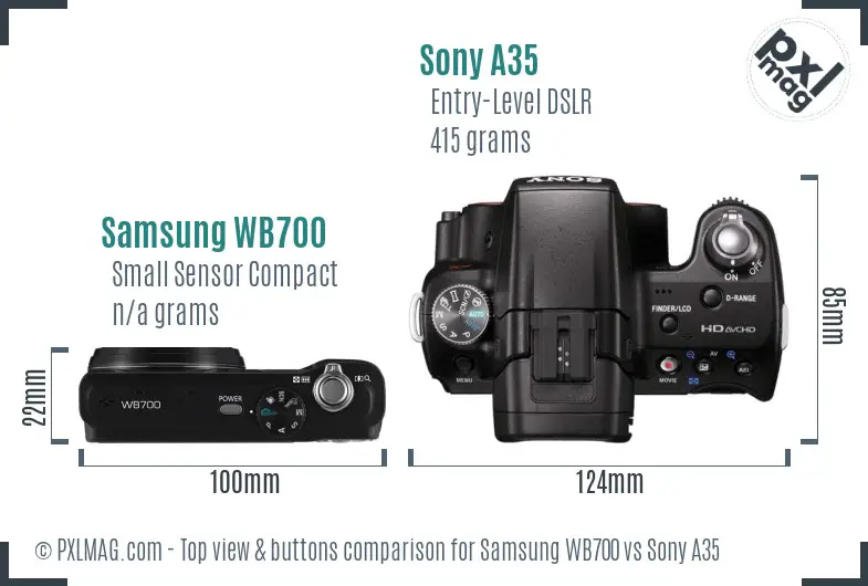Samsung WB700 vs Sony A35 top view buttons comparison