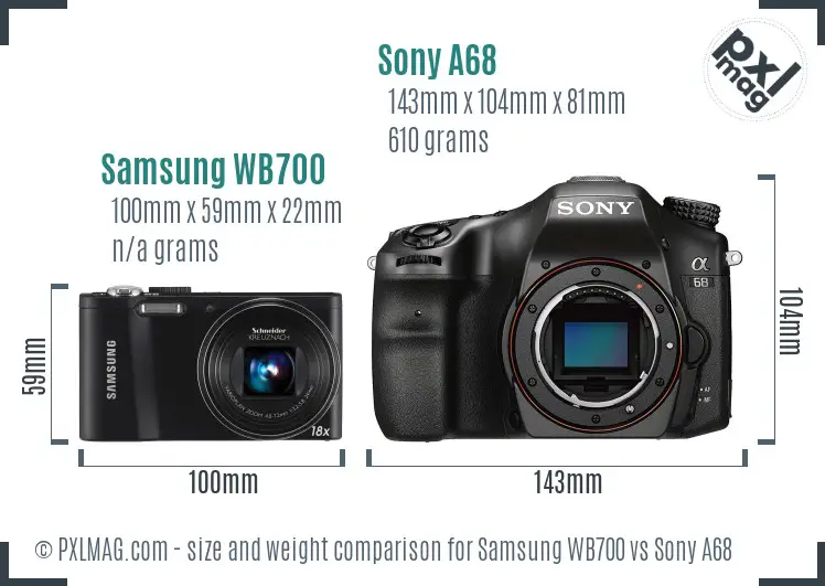 Samsung WB700 vs Sony A68 size comparison Samsung WB700 vs Sony A68 size comparison
