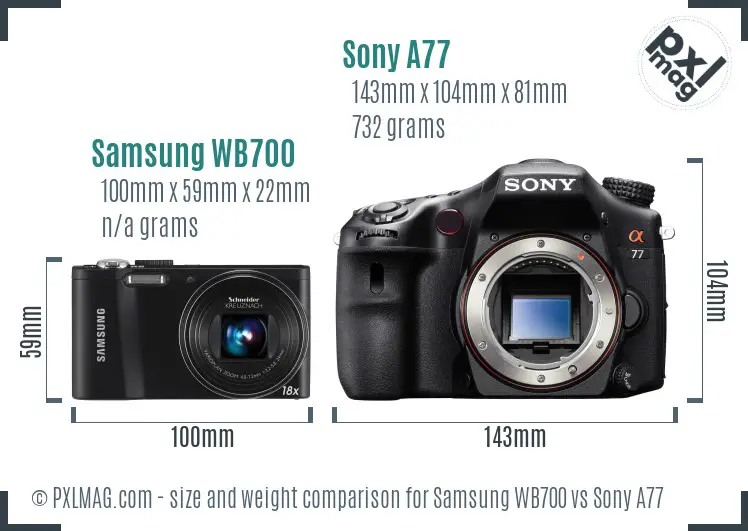 Samsung WB700 vs Sony A77 size comparison