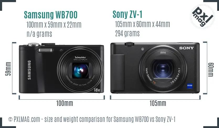 Samsung WB700 vs Sony ZV-1 size comparison