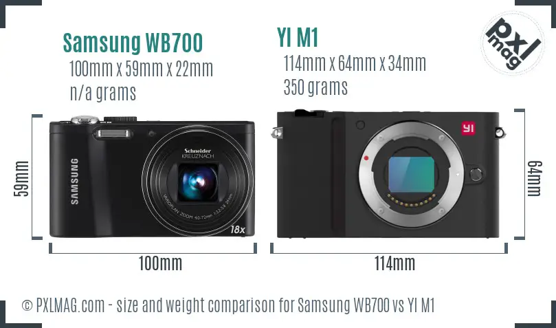 Samsung WB700 vs YI M1 size comparison