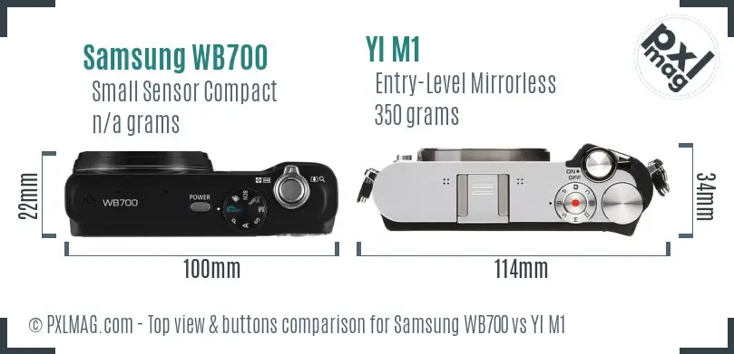 Samsung WB700 vs YI M1 top view buttons comparison