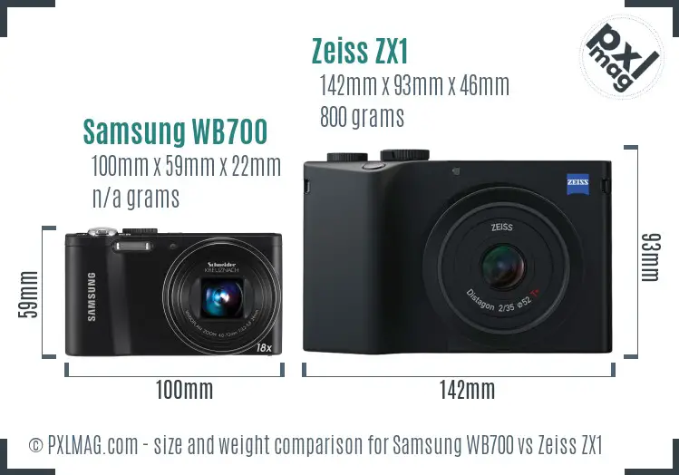 Samsung WB700 vs Zeiss ZX1 size comparison