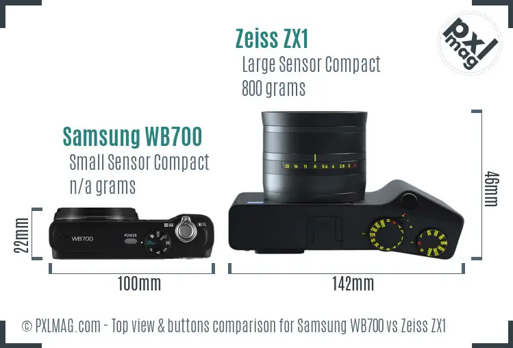 Samsung WB700 vs Zeiss ZX1 top view buttons comparison