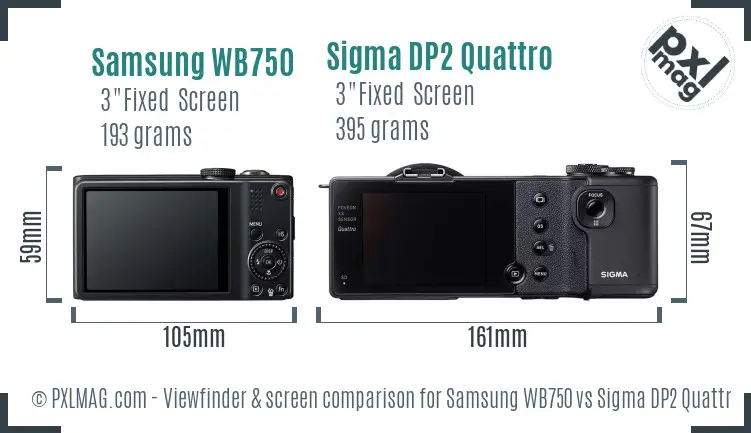 Samsung WB750 vs Sigma DP2 Quattro Screen and Viewfinder comparison