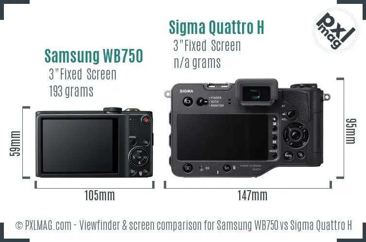 Samsung WB750 vs Sigma Quattro H Screen and Viewfinder comparison
