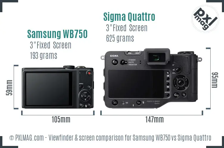 Samsung WB750 vs Sigma Quattro Screen and Viewfinder comparison