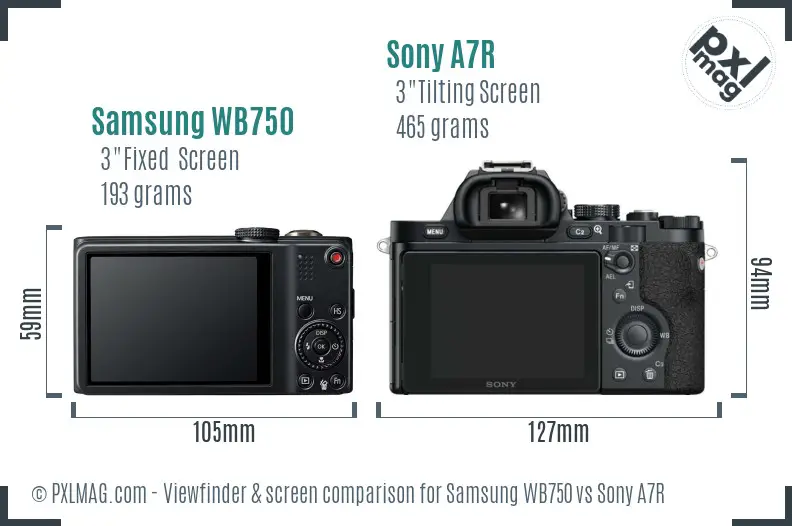 Samsung WB750 vs Sony A7R Screen and Viewfinder comparison
