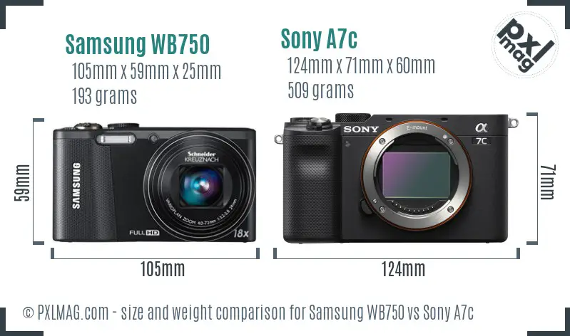 Samsung WB750 vs Sony A7c size comparison Samsung WB750 vs Sony A7c size comparison
