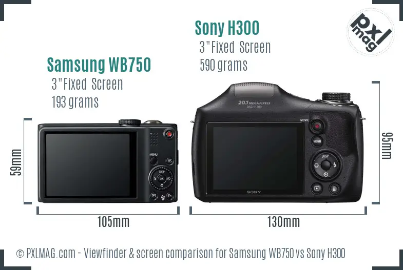Samsung WB750 vs Sony H300 Screen and Viewfinder comparison Samsung WB750 vs Sony H300 Screen and Viewfinder comparison