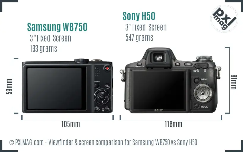 Samsung WB750 vs Sony H50 Screen and Viewfinder comparison Samsung WB750 vs Sony H50 Screen and Viewfinder comparison