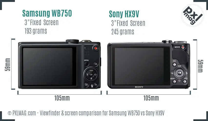 Samsung WB750 vs Sony HX9V Screen and Viewfinder comparison Samsung WB750 vs Sony HX9V Screen and Viewfinder comparison