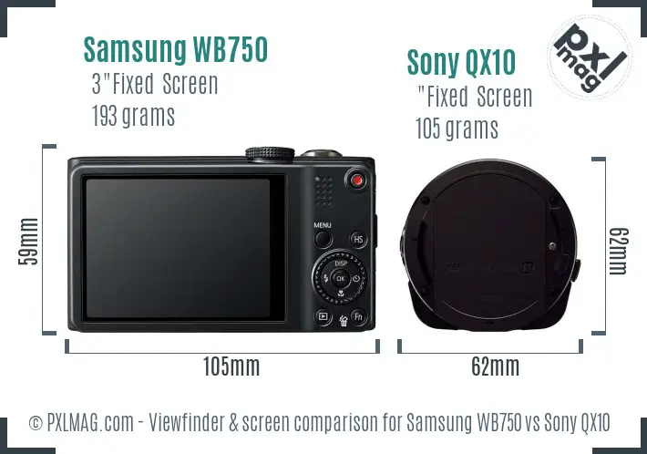Samsung WB750 vs Sony QX10 Screen and Viewfinder comparison Samsung WB750 vs Sony QX10 Screen and Viewfinder comparison