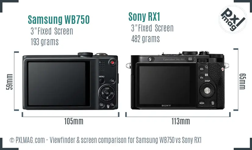 Samsung WB750 vs Sony RX1 Screen and Viewfinder comparison Samsung WB750 vs Sony RX1 Screen and Viewfinder comparison
