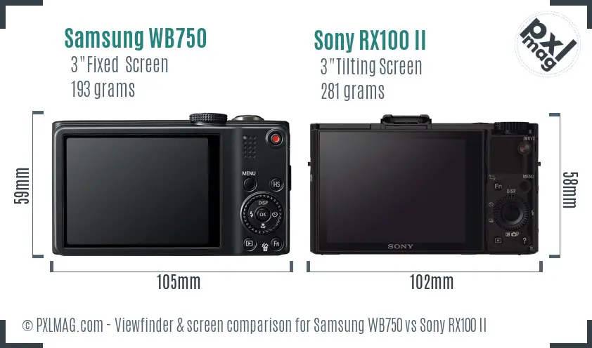 Samsung WB750 vs Sony RX100 II Screen and Viewfinder comparison Samsung WB750 vs Sony RX100 II Screen and Viewfinder comparison