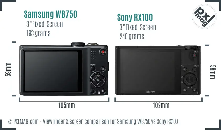 Samsung WB750 vs Sony RX100 Screen and Viewfinder comparison Samsung WB750 vs Sony RX100 Screen and Viewfinder comparison