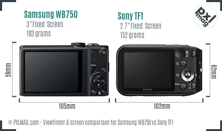 Samsung WB750 vs Sony TF1 Screen and Viewfinder comparison