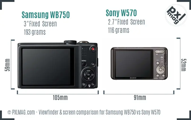Samsung WB750 vs Sony W570 Screen and Viewfinder comparison Samsung WB750 vs Sony W570 Screen and Viewfinder comparison