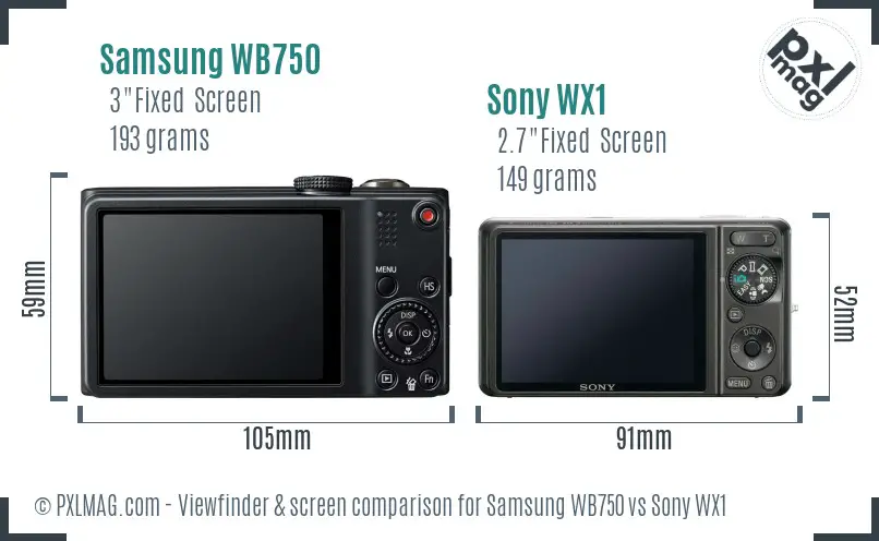 Samsung WB750 vs Sony WX1 Screen and Viewfinder comparison