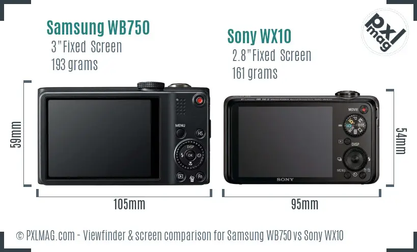 Samsung WB750 vs Sony WX10 Screen and Viewfinder comparison Samsung WB750 vs Sony WX10 Screen and Viewfinder comparison