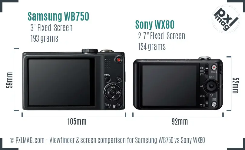Samsung WB750 vs Sony WX80 Screen and Viewfinder comparison