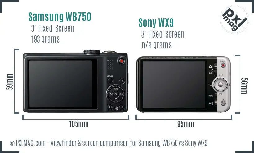 Samsung WB750 vs Sony WX9 Screen and Viewfinder comparison