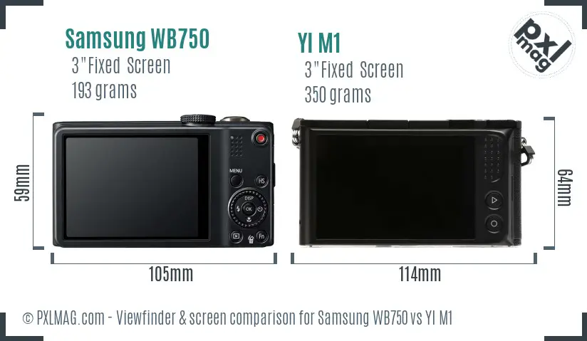 Samsung WB750 vs YI M1 Screen and Viewfinder comparison