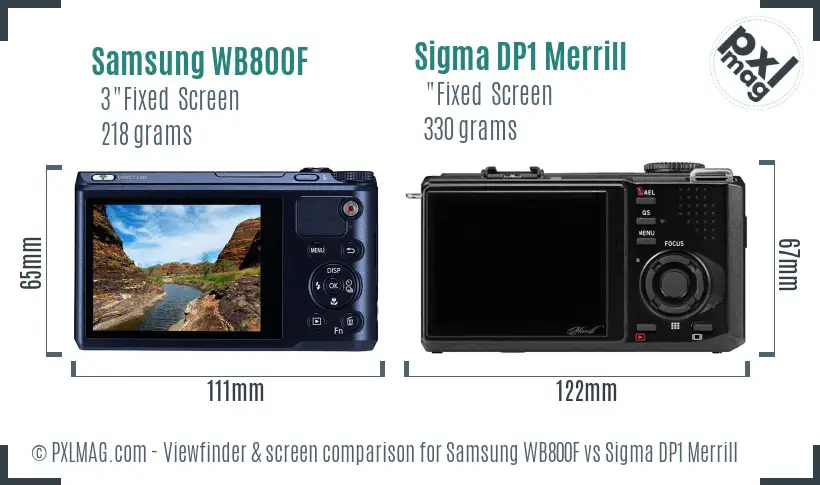 Samsung WB800F vs Sigma DP1 Merrill Screen and Viewfinder comparison
