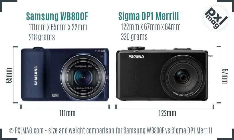 Samsung WB800F vs Sigma DP1 Merrill size comparison