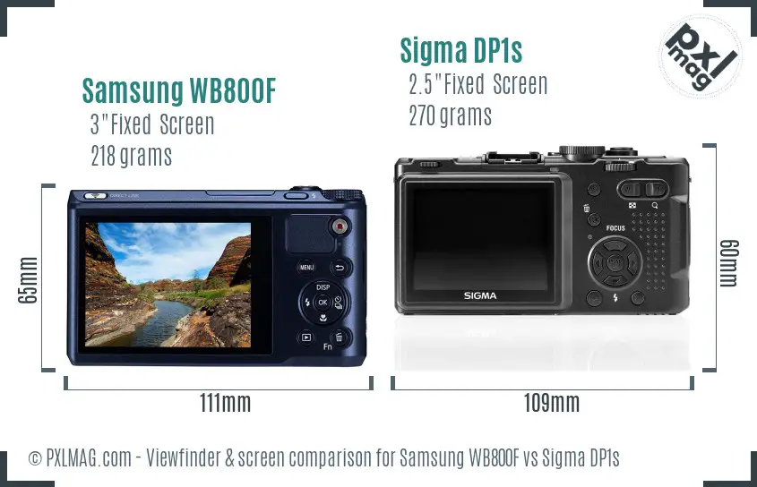 Samsung WB800F vs Sigma DP1s Screen and Viewfinder comparison