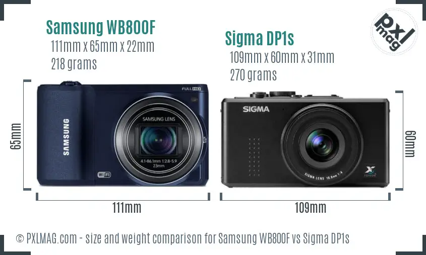 Samsung WB800F vs Sigma DP1s size comparison