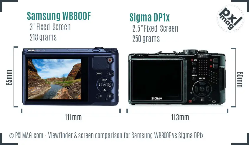 Samsung WB800F vs Sigma DP1x Screen and Viewfinder comparison