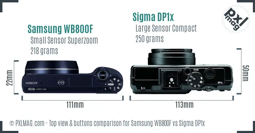 Samsung WB800F vs Sigma DP1x top view buttons comparison
