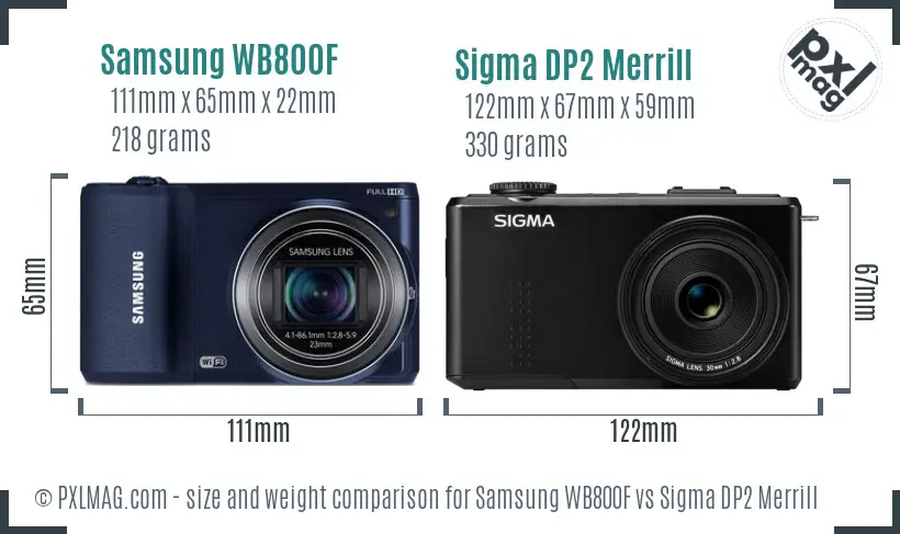 Samsung WB800F vs Sigma DP2 Merrill size comparison