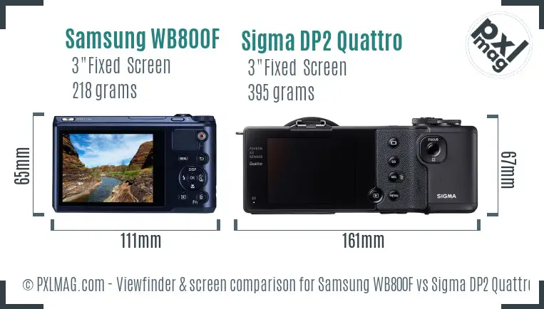 Samsung WB800F vs Sigma DP2 Quattro Screen and Viewfinder comparison
