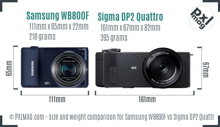Samsung WB800F vs Sigma DP2 Quattro size comparison