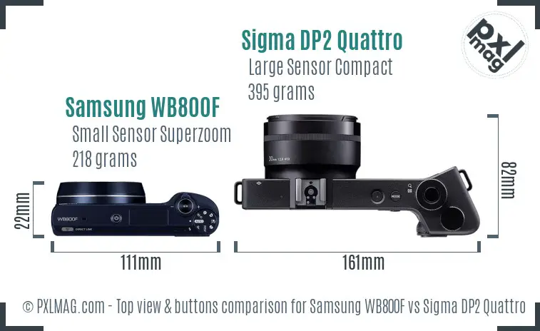 Samsung WB800F vs Sigma DP2 Quattro top view buttons comparison