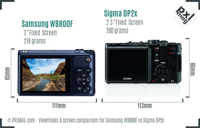 Samsung WB800F vs Sigma DP2x Screen and Viewfinder comparison