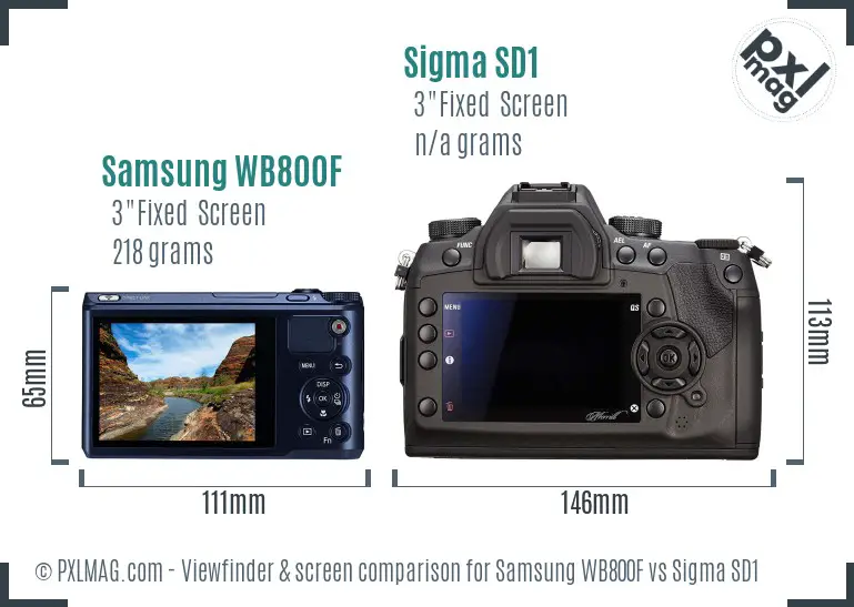 Samsung WB800F vs Sigma SD1 Screen and Viewfinder comparison
