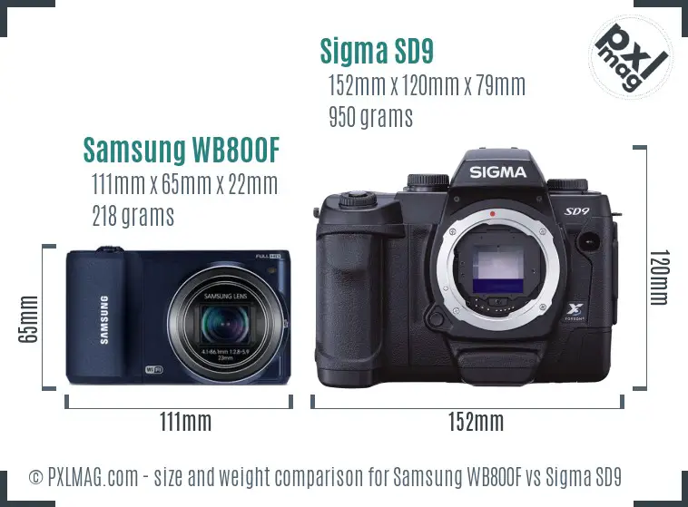 Samsung WB800F vs Sigma SD9 size comparison