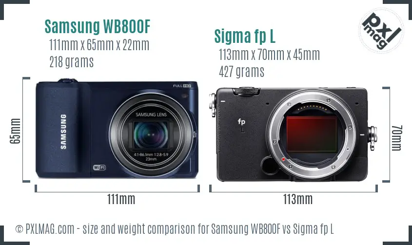 Samsung WB800F vs Sigma fp L size comparison