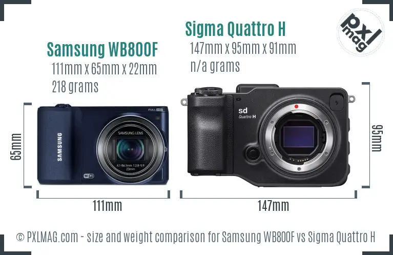 Samsung WB800F vs Sigma Quattro H size comparison