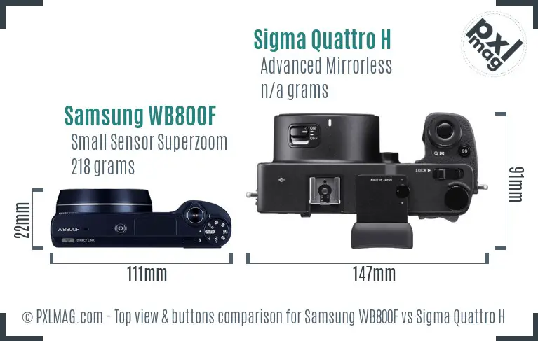 Samsung WB800F vs Sigma Quattro H top view buttons comparison