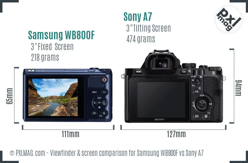 Samsung WB800F vs Sony A7 Screen and Viewfinder comparison