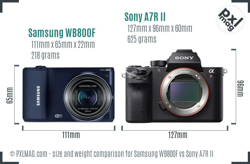 Samsung WB800F vs Sony A7R II size comparison