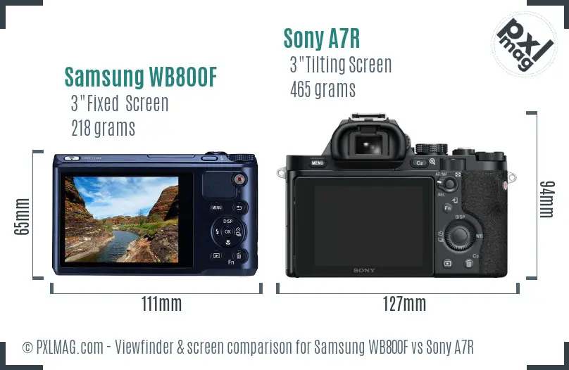 Samsung WB800F vs Sony A7R Screen and Viewfinder comparison